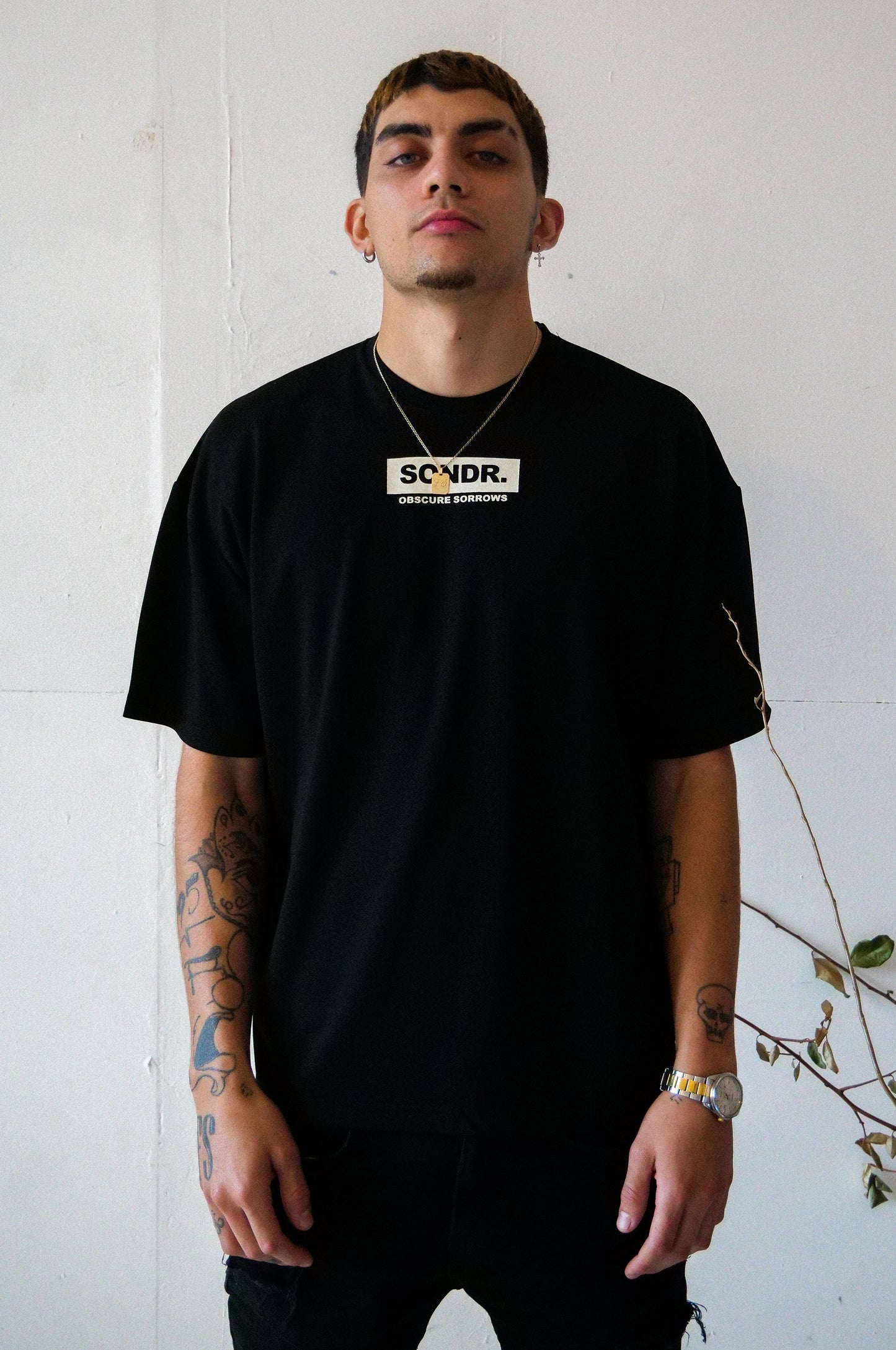 SONDR. Obscure Sorrows Logo Drop Shoulder Box Tee Black